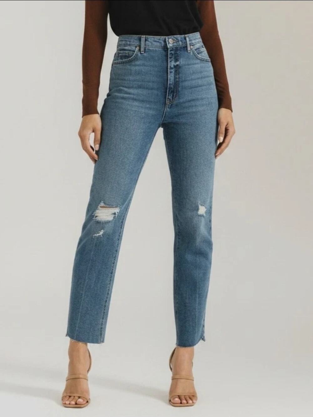 Sofia Vergara Jeans, Medium Wash Paloma Slim Straight Super High Rise, Size 10